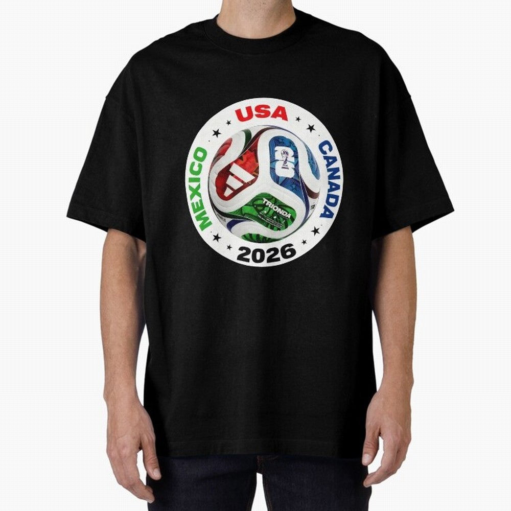 Trionda 26 Soccer Ball - North America 2026 Football Art Oversized T-Shirt Bring Supporter Culture to FIFA World Cup 2026 USA Canada Mexico Spirit, Centered on Brazil, Messi, Soccer Culture, Superstar Moments, National Team Dreams and Competitive