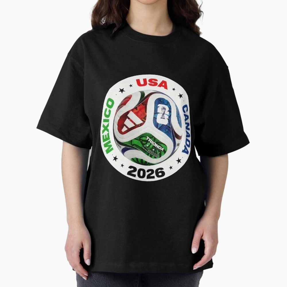 Trionda 26 Soccer Ball - North America 2026 Football Art Oversized T-Shirt Bring Supporter Culture to FIFA World Cup 2026 USA Canada Mexico Spirit, Centered on Brazil, Messi, Soccer Culture, Superstar Moments, National Team Dreams and Competitive