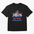 Road to 2026 Netherlands Football - Go Team Holland Soccer Oversized T-Shirt Honor Football Greatness during FIFA World Cup 2026 USA Canada Mexico Connected to Messi and Cristiano Ronaldo, Spain and Netherlands Energy, Football Festival Excitement,
