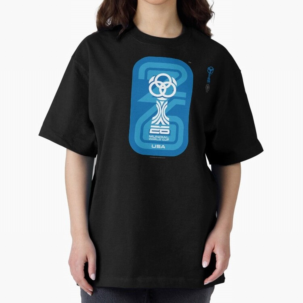 Mundial 26 USA Fan Trophy ¨C Retro Soccer World Cup Inspired Graphic ¨C Modern Football Art Design Oversized T-Shirt Fuel Your Fan Pride for FIFA World Cup 2026 Group Stage Filled with Cristiano Ronaldo, Haaland and CR7, Brazil, Portugal and
