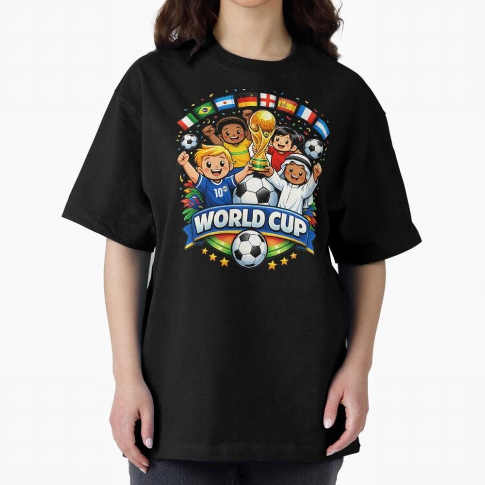 World Cup Football Oversized T-Shirt Cheer for the FIFA World Cup 2026 Journey through CR7 and Messi Highlights, Argentina Pride, Sports Nostalgia, International Competition, Famous Players and Unforgettable Victories; Perfect for People Who Love