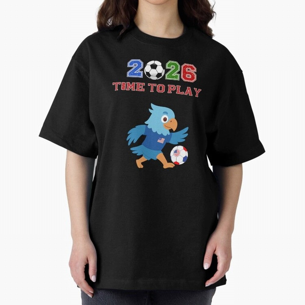 USA Soccer Eagle Mascot 2026 Time To Play Football Oversized T-Shirt Celebrate Football Heritage in FIFA World Cup 2026 Group Stage Spirit, Filled with Brazil, Haaland and Mbappe, Match Day Excitement, Supporter Culture, Golden Goals and Global