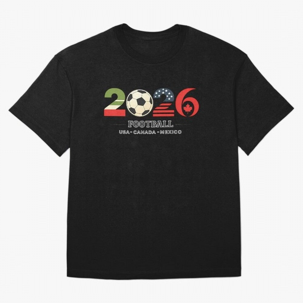 Football 2026 Usa Canada Mexico Oversized T-Shirt Remember FIFA World Cup 2026 USA Canada Mexico Spirit, Built around England and Germany, Neymar, Haaland and Cristiano Ronaldo, Championship Spirit, Famous Goals, Roaring Crowds and International
