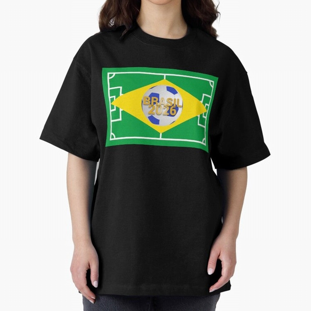 Brazil World Cup 2026 Oversized T-Shirt Feel the Heartbeat of FIFA World Cup 2026 USA Canada Mexico Spirit, with Brazil, Mbappe, Match Day Excitement, Supporter Culture, Golden Goals and Global Football Passion; Perfect for Fans, Collectors, Family