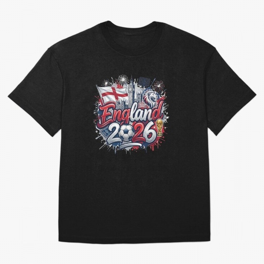 England World Cup 2026 Football Legacy Oversized T-Shirt Keep the Match Day Mood of FIFA World Cup 2026 USA Canada Mexico Spirit, Built around Argentina, Messi, CR7 and Mbappe, Goal Celebration Energy, Supporter Heritage, Football Icons and