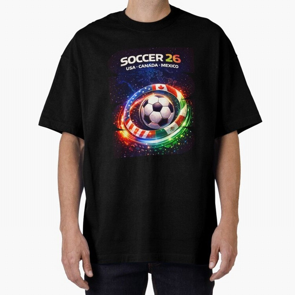 North America Soccer 2026 Shirt, Soccer 26 USA Canada Mexico Fan Tee, United 2026 Soccer Graphic Oversized T-Shirt Celebrate the Road through Match Day Hype around FIFA World Cup 2026, Haaland and Mbappe, Brazil, Vintage Soccer Flavor, Modern