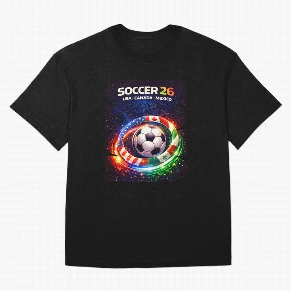 North America Soccer 2026 Shirt, Soccer 26 USA Canada Mexico Fan Tee, United 2026 Soccer Graphic Oversized T-Shirt Celebrate the Road through Match Day Hype around FIFA World Cup 2026, Haaland and Mbappe, Brazil, Vintage Soccer Flavor, Modern