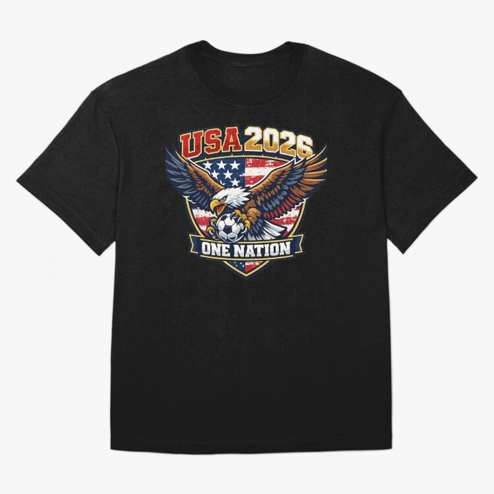 USA Canada Mexico Soccer Cup Oversized T-Shirt Show Your Love for Global Football Passion for FIFA World Cup 2026 Group Stage, Driven by Messi, France, Football Festival Excitement, Trophy Ambitions, Country Rivalries and Star Player Buzz; Ideal