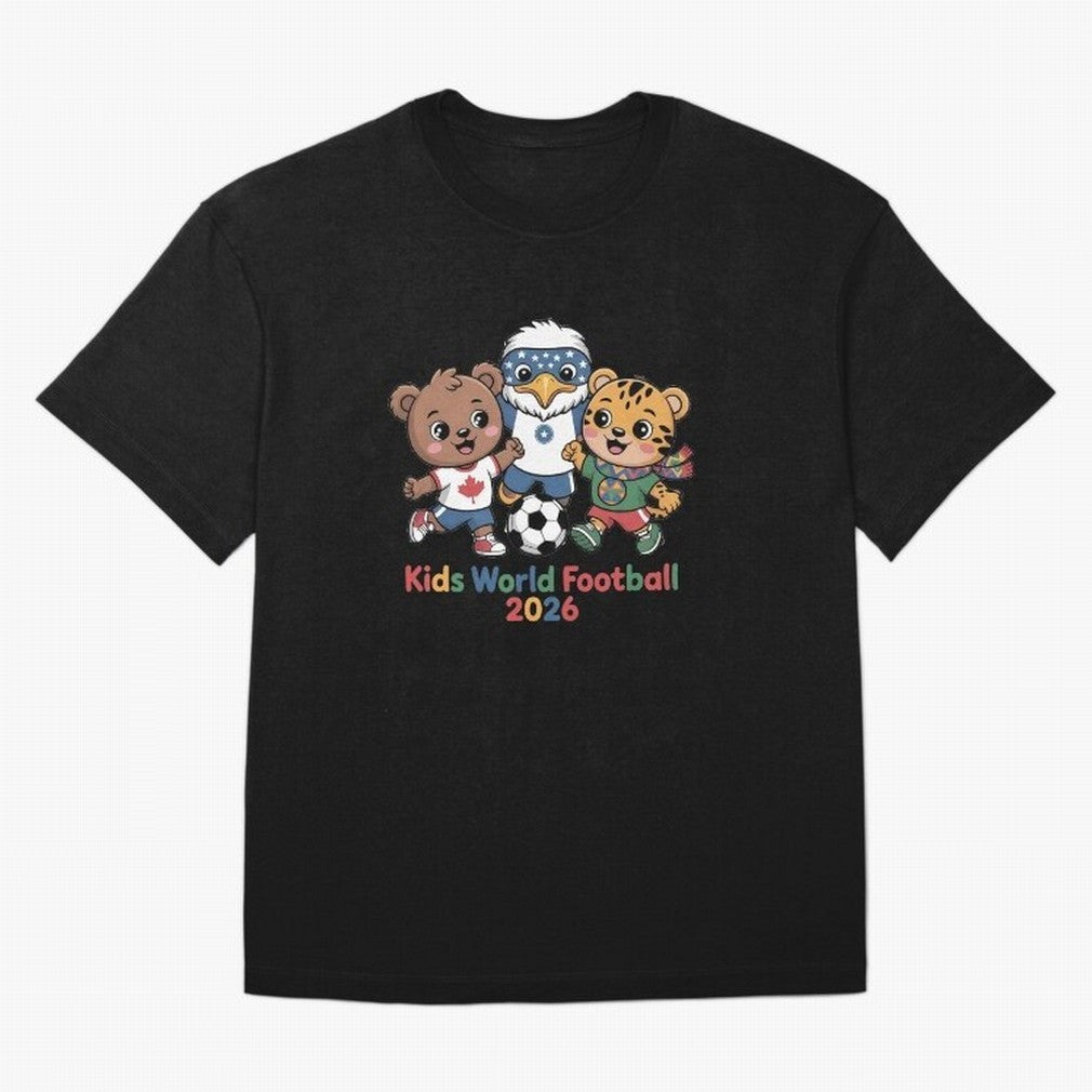 Kids World Football Friends 2026 ¨C Cute Cartoon Soccer Characters for Children Oversized T-Shirt Bring World Football Passion into Match Day Hype around FIFA World Cup 2026 Group Stage, Haaland, France and Portugal, Champion Mindset, Group Stage
