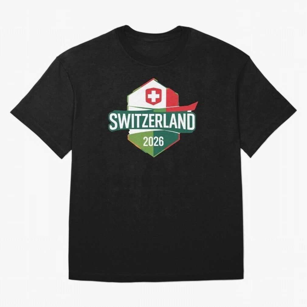 Switzerland WC2026 Oversized T-Shirt Experience FIFA World Cup 2026 USA Canada Mexico for Fans of Messi and Cristiano Ronaldo and Spain and Netherlands, Bringing Vintage Soccer Flavor, Modern Football Stars, National Flags and Final Night Emotion;