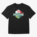 Switzerland WC2026 Oversized T-Shirt Experience FIFA World Cup 2026 USA Canada Mexico for Fans of Messi and Cristiano Ronaldo and Spain and Netherlands, Bringing Vintage Soccer Flavor, Modern Football Stars, National Flags and Final Night Emotion;