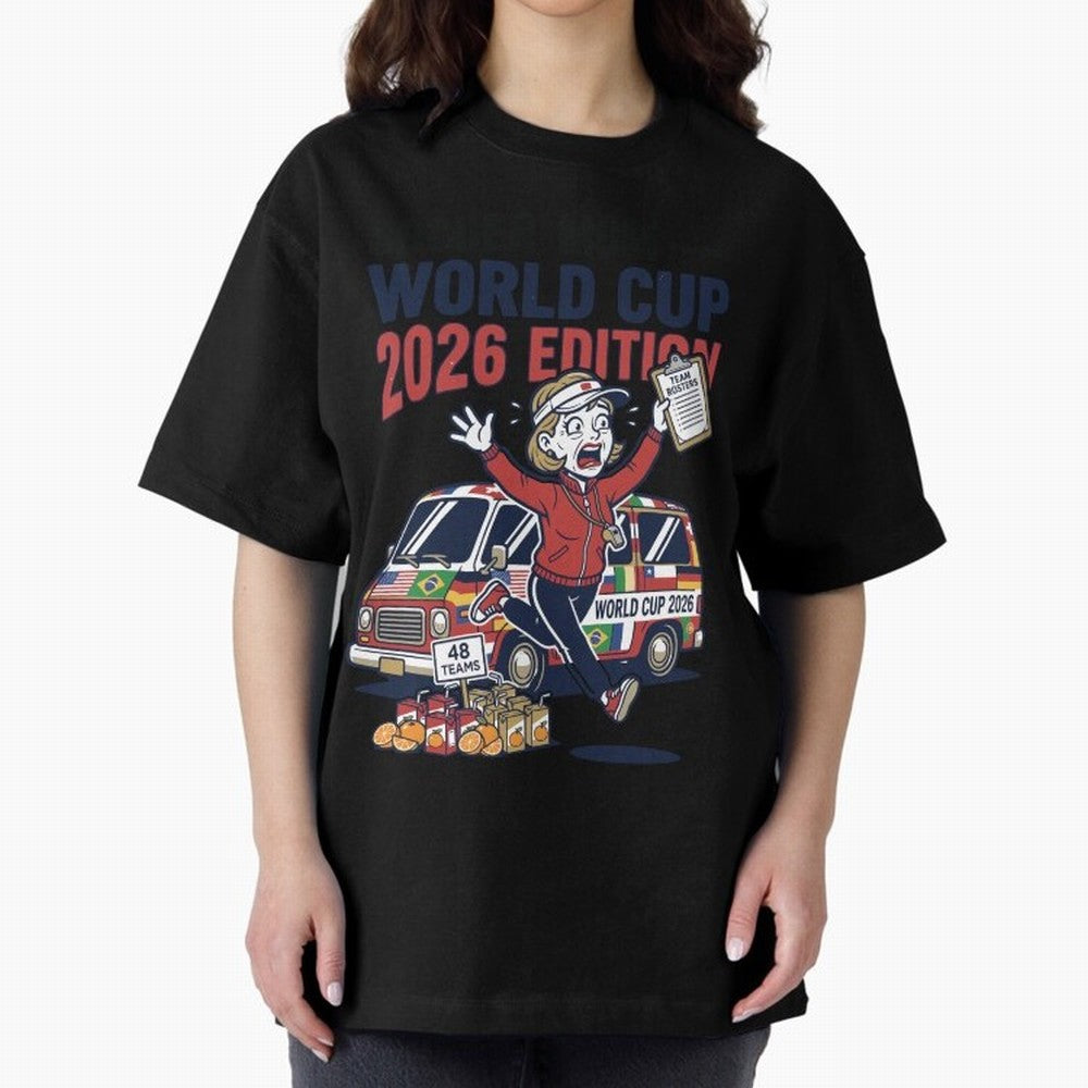 Soccer Mom ¡ª World Cup 2026 Edition V2 Oversized T-Shirt Feel the Heartbeat of FIFA World Cup 2026 Group Stage for Fans of Haaland and England and Germany, Bringing Football Passion, Legendary Performances, Festival Vibes and Supporter Community;