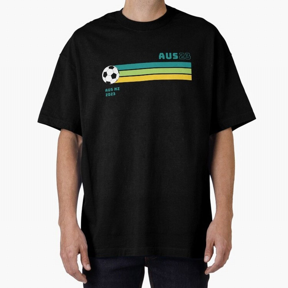 Australian Womens World Cup 2023 Oversized T-Shirt Honor the Football Icons of FIFA World Cup 2026 Spirit, Featuring England, Messi, Vintage Soccer Flavor, Modern Football Stars, National Flags and Final Night Emotion; Great for Watch Parties,
