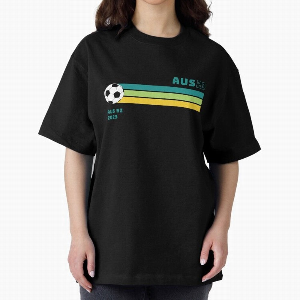 Australian Womens World Cup 2023 Oversized T-Shirt Honor the Football Icons of FIFA World Cup 2026 Spirit, Featuring England, Messi, Vintage Soccer Flavor, Modern Football Stars, National Flags and Final Night Emotion; Great for Watch Parties,