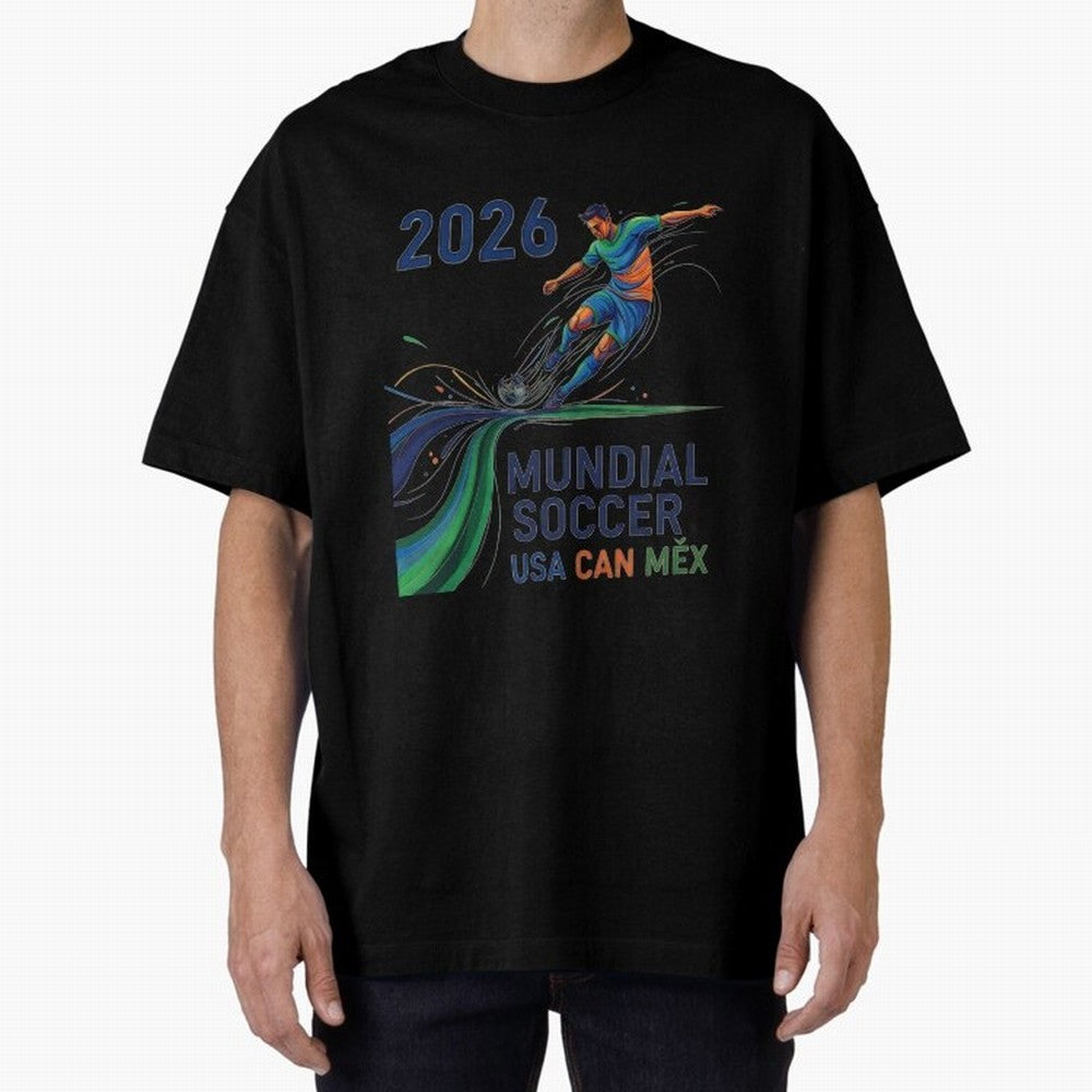 Triangular Goal Art 2026 Oversized T-Shirt Join Supporters Worldwide for FIFA World Cup 2026 Group Stage Spirit, Driven by England, Mbappe, Tournament Hype, Historic Matchups, Family Viewing Parties and Global Sports Pride; Made for Collectors Who