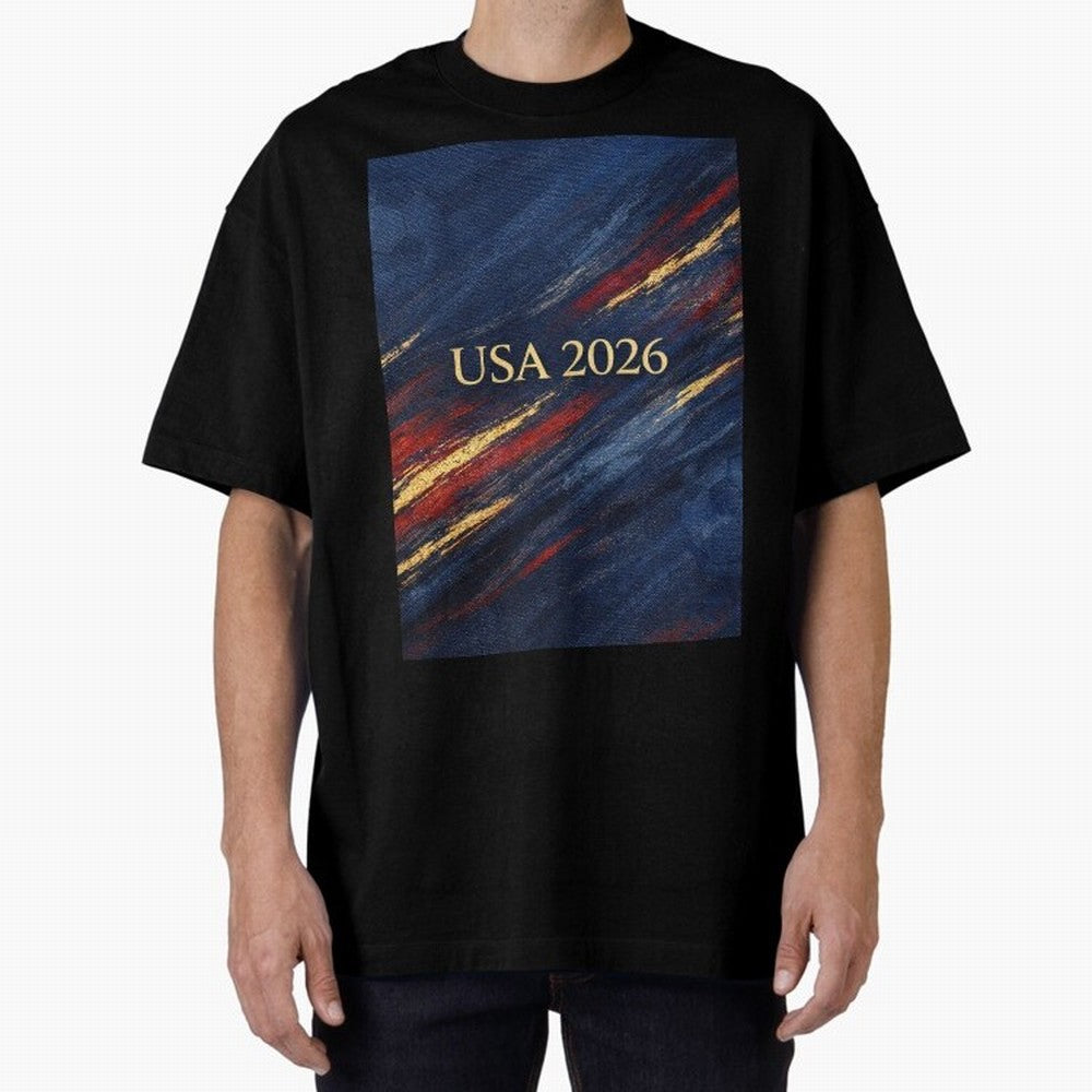 Elevated USA 2026 Soccer Oversized T-Shirt Support the Legends of FIFA World Cup 2026 Group Stage Inspired by Neymar, Spain and Netherlands Energy, Match Day Excitement, Supporter Culture, Golden Goals and Global Football Passion; Perfect for Fans,