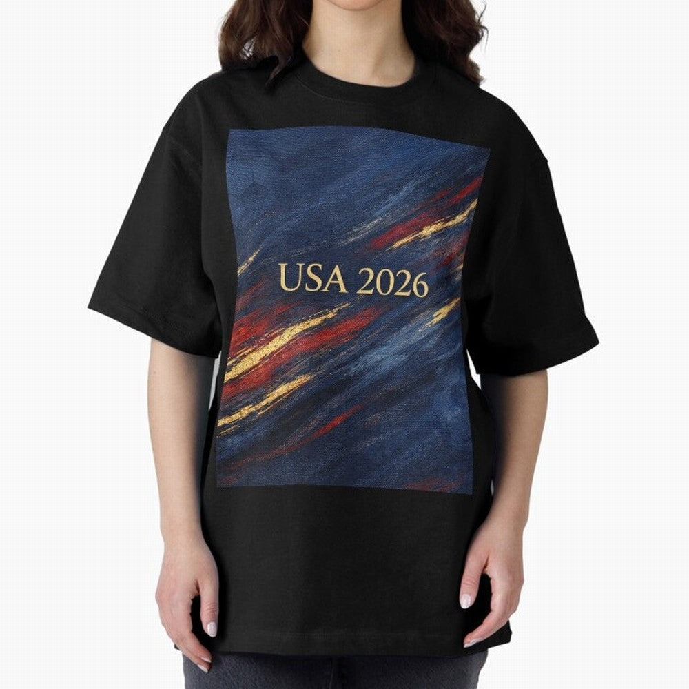 Elevated USA 2026 Soccer Oversized T-Shirt Support the Legends of FIFA World Cup 2026 Group Stage Inspired by Neymar, Spain and Netherlands Energy, Match Day Excitement, Supporter Culture, Golden Goals and Global Football Passion; Perfect for Fans,