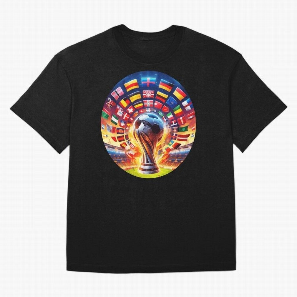 Global Football Fever (The Road to Victory) Oversized T-Shirt Follow the FIFA World Cup 2026 USA Canada Mexico Journey through Messi, Neymar and Mbappe Highlights, Argentina and Brazil Pride, Vintage Soccer Flavor, Modern Football Stars, National