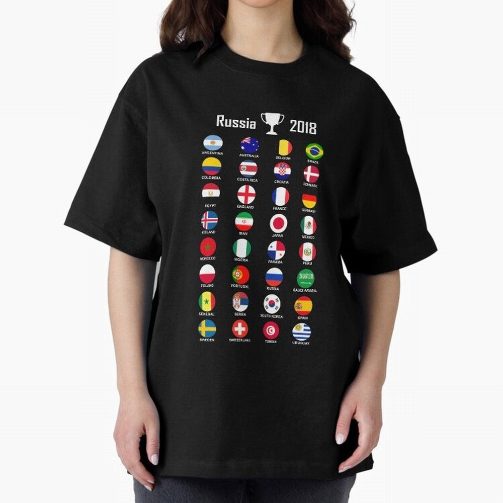 Russia 2018 Football Soccer Championship Oversized T-Shirt Celebrate Soccer Greatness during FIFA World Cup 2026 Celebrating Cristiano Ronaldo, Haaland and CR7, Argentina, France and Brazil Energy, Goal Celebration Energy, Supporter Heritage,