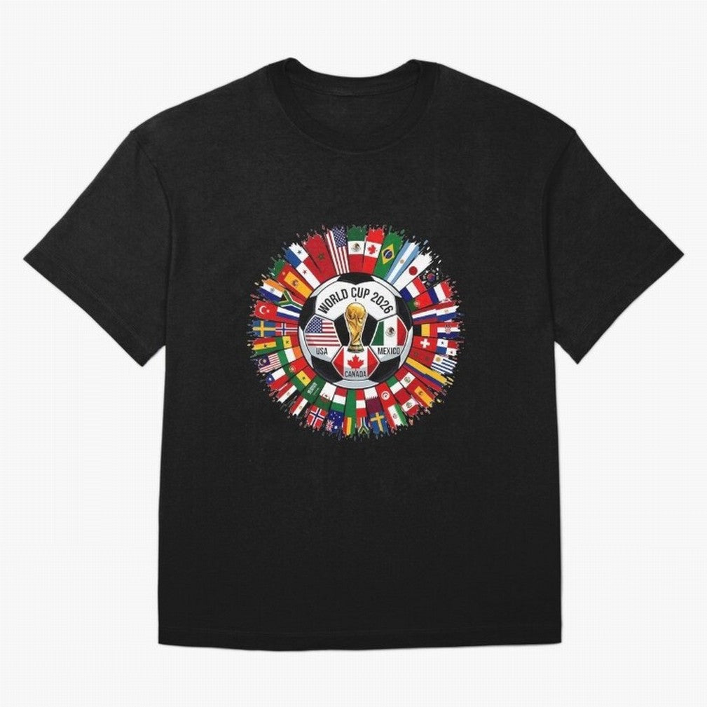 USA Canada Mexico 2026 Football Celebration Fan Art Oversized T-Shirt Get Ready for Match Day Hype around FIFA World Cup 2026, Mbappe and Neymar, England, Fan Favorite Moments, National Team Passion, Big Match Drama and Soccer History; Made for