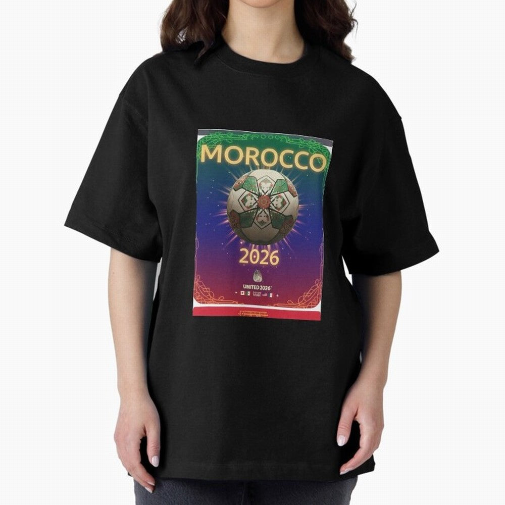 Morocco 2026 World Cup - Traditional Zellige Football Oversized T-Shirt Bring Stadium Energy to Global Football Passion for FIFA World Cup 2026 USA Canada Mexico, Made for Messi, Neymar and Mbappe, Netherlands, Goal Celebration Energy, Supporter