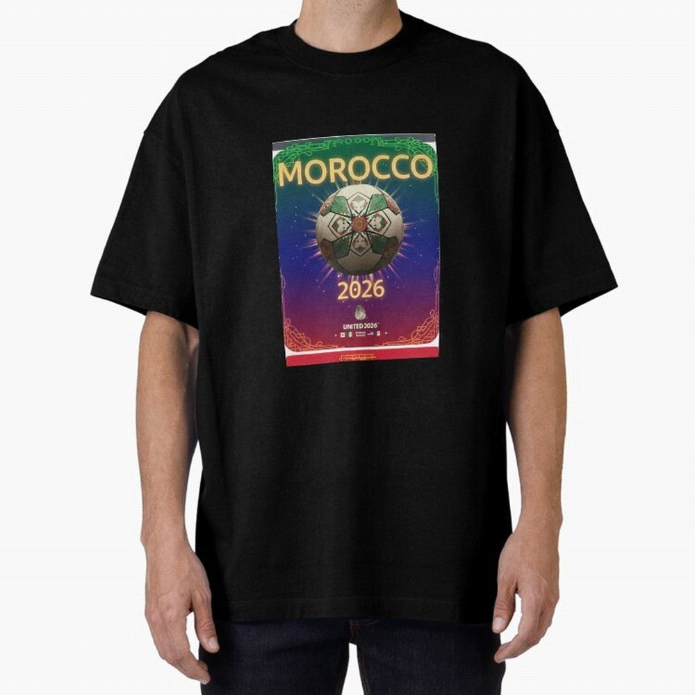 Morocco 2026 World Cup - Traditional Zellige Football Oversized T-Shirt Bring Stadium Energy to Global Football Passion for FIFA World Cup 2026 USA Canada Mexico, Made for Messi, Neymar and Mbappe, Netherlands, Goal Celebration Energy, Supporter