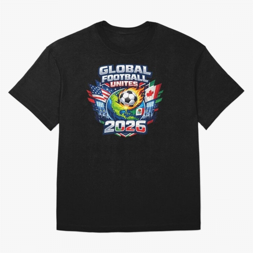 Global Football Unites 2026 USA Canada Mexico Oversized T-Shirt Bring Bold Fan Energy to FIFA World Cup 2026 Group Stage Capturing Cristiano Ronaldo, Brazil, Portugal and Argentina Energy, Vintage Soccer Flavor, Modern Football Stars, National