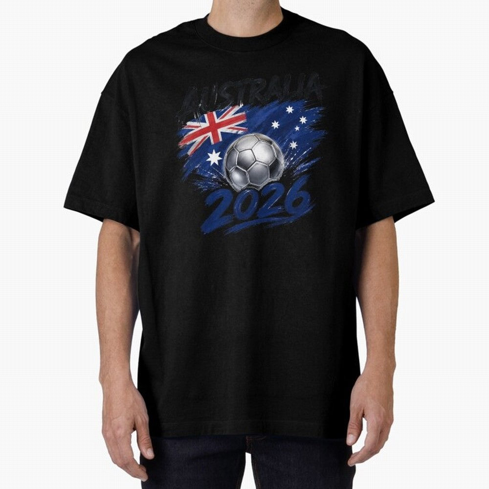 Australia Soccer 2026: Grunge Flag & Football Pride Oversized T-Shirt Show Your Love for FIFA World Cup 2026 Group Stage for Fans of Messi, CR7 and Mbappe and Brazil, Portugal and Argentina, Bringing Championship Spirit, Famous Goals, Roaring
