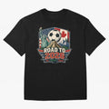 Road to 2026 USA Mexico Canada Soccer Design Oversized T-Shirt Feel International Energy from Global Football Passion for FIFA World Cup 2026, Connected to Haaland and Mbappe, Spain, Supporter Pride, Iconic Celebrations, Legendary Names and Global