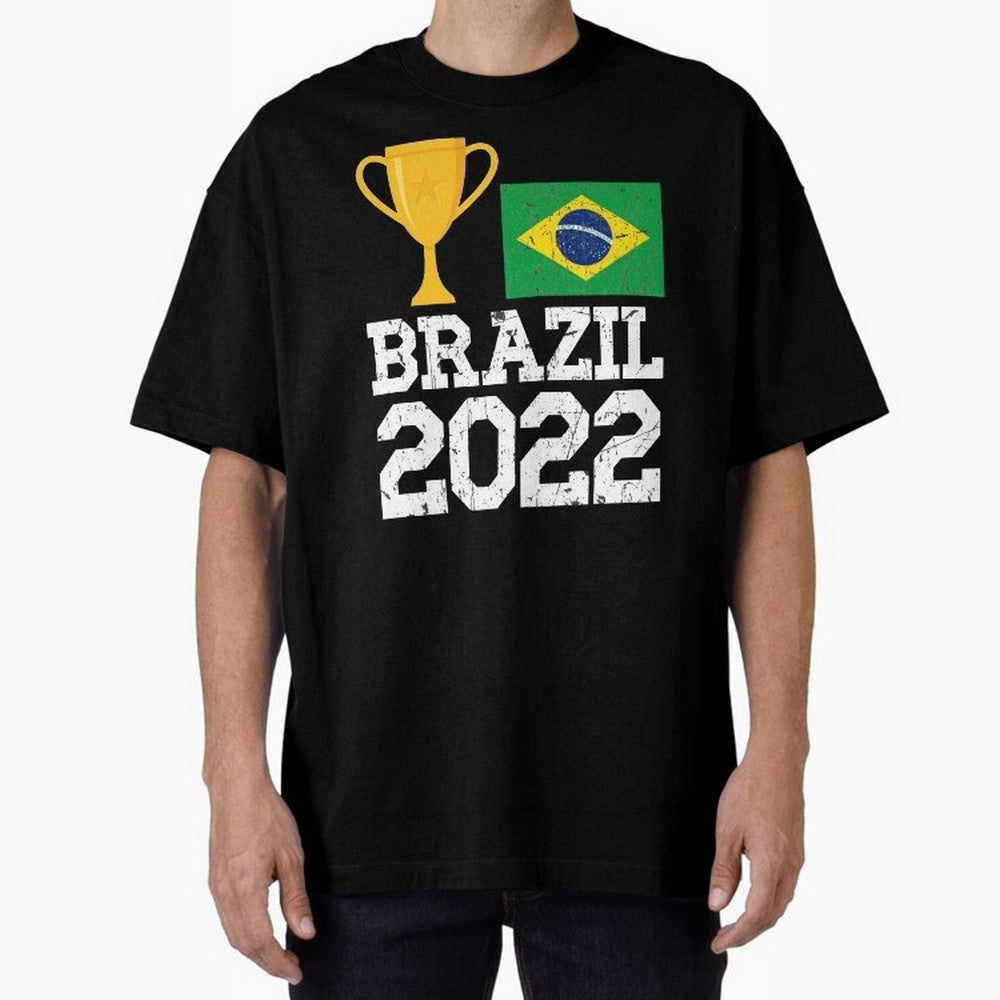 Brazil Soccer Team Fan Football Brazilian Flag 2022 T-Shirt - Brazil T shirt Soccer - Brazil Flag Vintage - Brazilian Oversized T-Shirt Carry National Pride through the FIFA World Cup 2026 Group Stage Journey through Neymar, Haaland and Cristiano