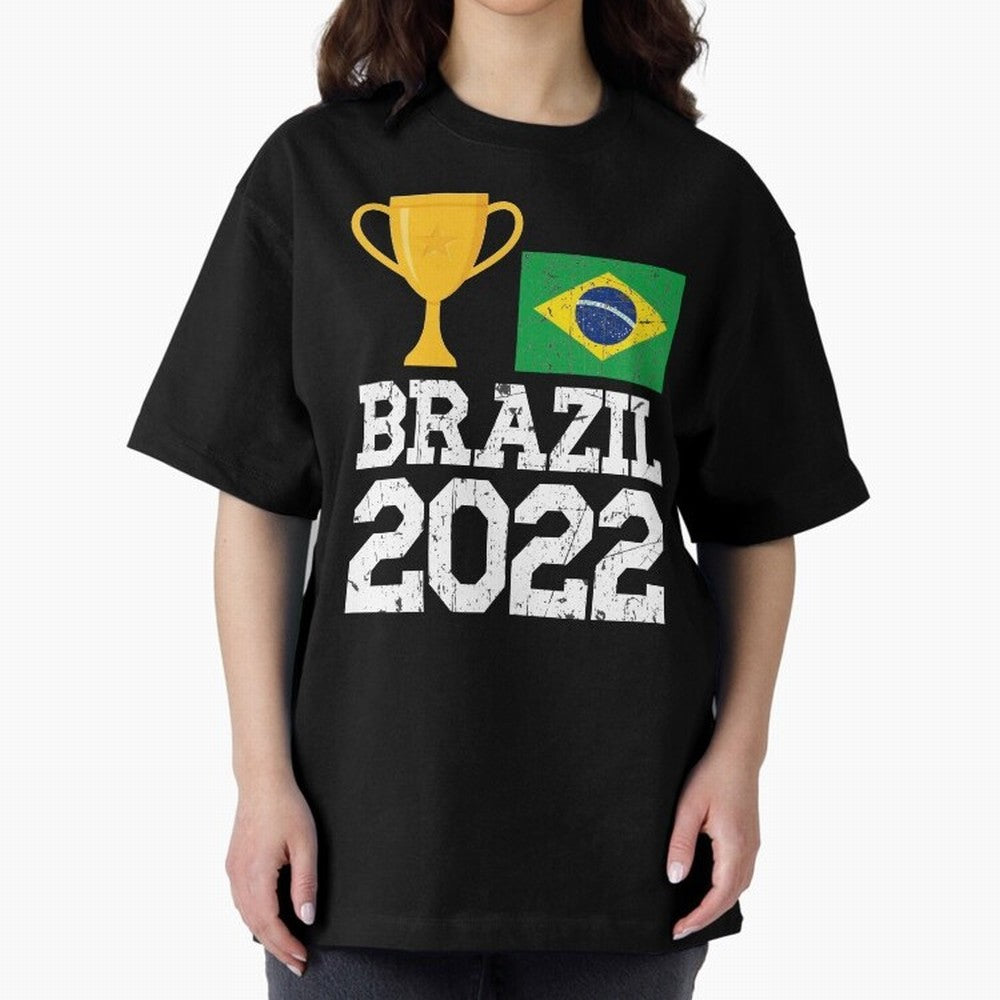 Brazil Soccer Team Fan Football Brazilian Flag 2022 T-Shirt - Brazil T shirt Soccer - Brazil Flag Vintage - Brazilian Oversized T-Shirt Carry National Pride through the FIFA World Cup 2026 Group Stage Journey through Neymar, Haaland and Cristiano
