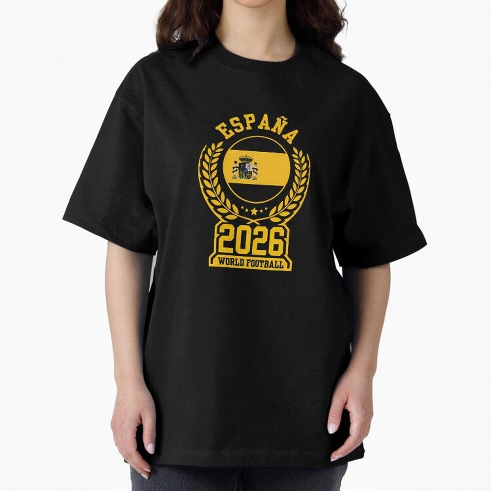 Spain World Football 2026 T-Shirt_87604013 Oversized T-Shirt Show Match Day Excitement for FIFA World Cup 2026 USA Canada Mexico for Fans of Messi and Cristiano Ronaldo and Argentina and Brazil, Bringing Vintage Soccer Flavor, Modern Football