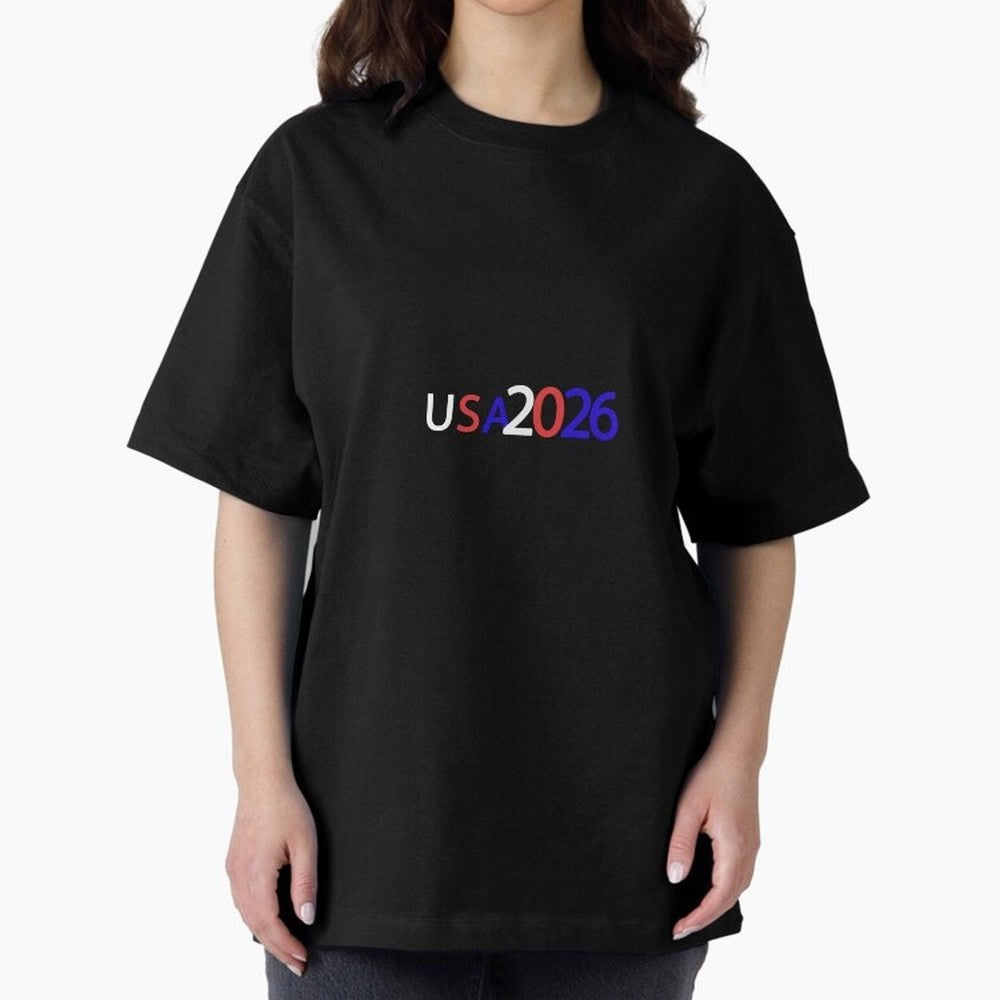 USA 2026 Oversized T-Shirt Join Global Football Passion for FIFA World Cup 2026 USA Canada Mexico, Featuring Haaland, Portugal, Spain and Germany, Supporter Pride, Iconic Celebrations, Legendary Names and Global Match Day Energy; Made for