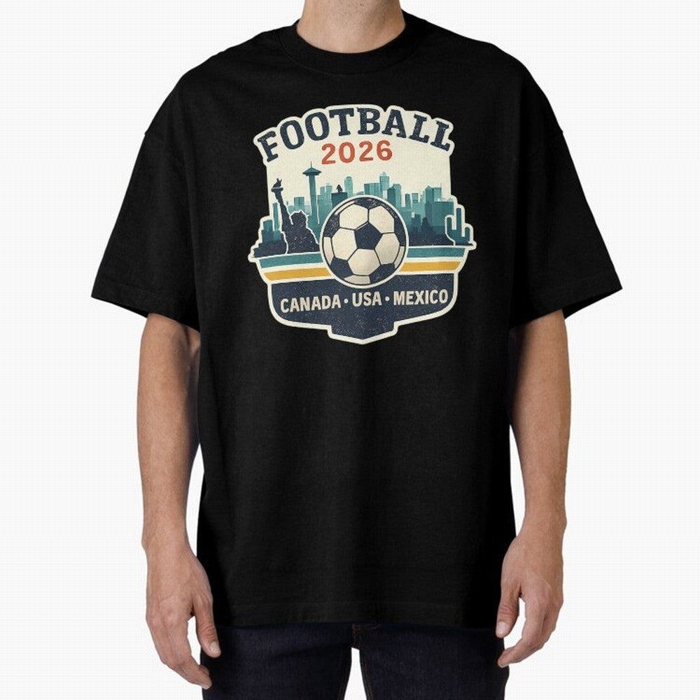 Football 2026 One World One Goal Oversized T-Shirt Show Support during Global Football Passion for FIFA World Cup 2026, Driven by Cristiano Ronaldo, Argentina and Brazil, Championship Spirit, Famous Goals, Roaring Crowds and International Football