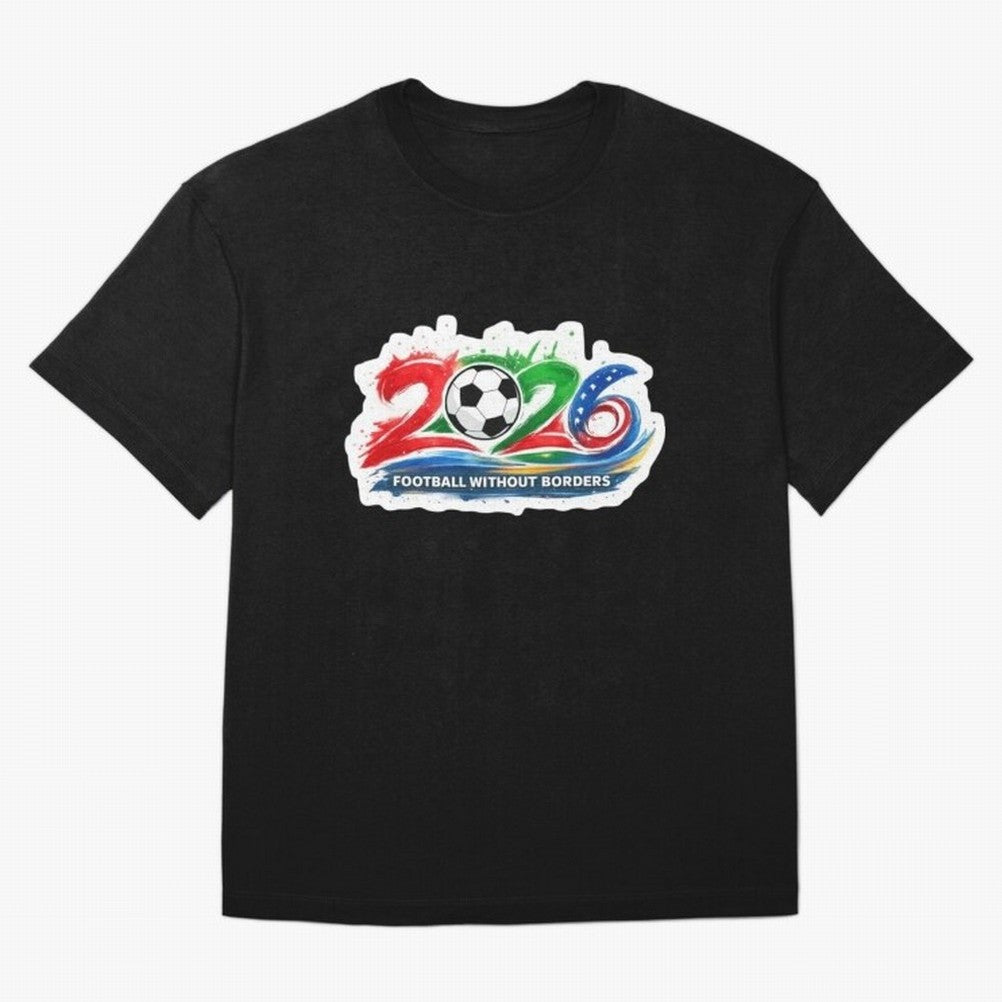 Football Without Borders 2026 Artistic Logo Oversized T-Shirt Bring World Football Passion into Global Football Passion for FIFA World Cup 2026, Celebrating CR7 and Messi, Argentina and Brazil, Football Passion, Legendary Performances, Festival