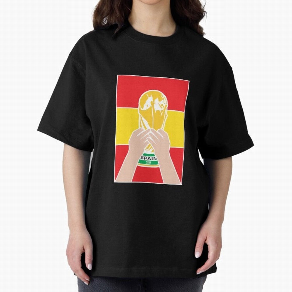 Champion Spain 2010 Oversized T-Shirt Capture Stadium Memories from FIFA World Cup 2026 for Fans of Haaland and Germany, Bringing Championship Spirit, Famous Goals, Roaring Crowds and International Football Unity; Ideal for Football Dads, Football