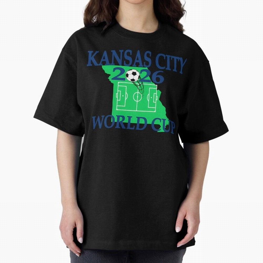 Kansas City 2026 world cup Oversized T-Shirt Back the Journey through FIFA World Cup 2026 Group Stage Centered on CR7 and Messi, Spain and Netherlands Energy, Soccer Culture, Superstar Moments, National Team Dreams and Competitive Fire; Great for