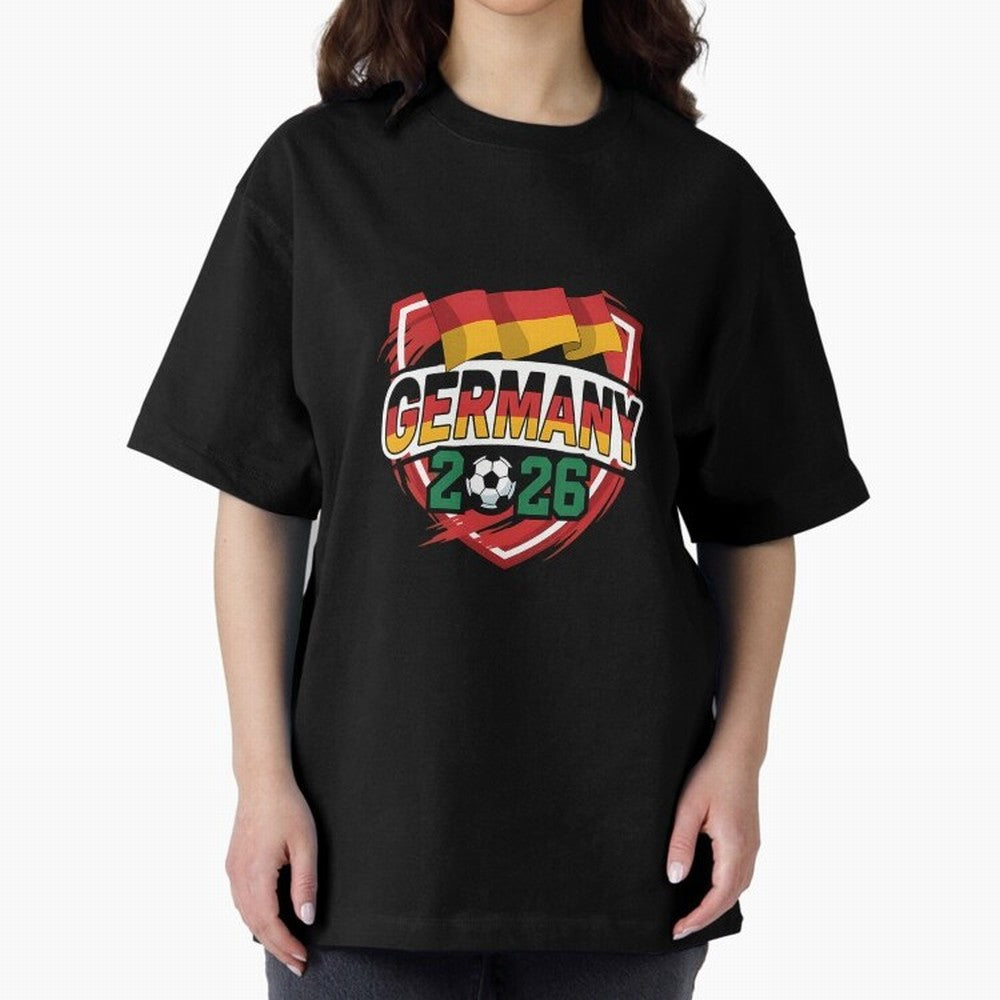 Germany World Cup 2026 Germany Football Oversized T-Shirt Remember Iconic Moments from FIFA World Cup 2026 USA Canada Mexico for Fans of Mbappe and Neymar and Netherlands, Bringing Retro Football Energy, Iconic Rivalries, Trophy Chase Drama and
