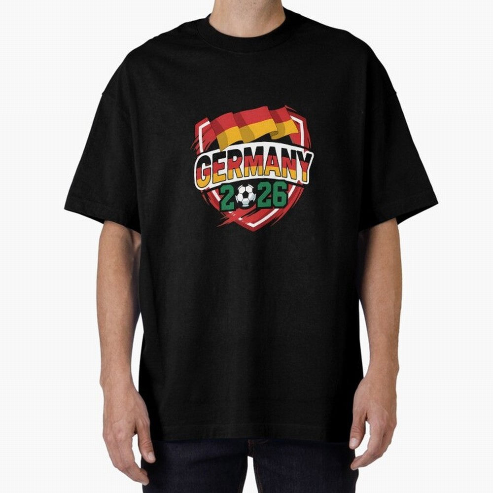 Germany World Cup 2026 Germany Football Oversized T-Shirt Remember Iconic Moments from FIFA World Cup 2026 USA Canada Mexico for Fans of Mbappe and Neymar and Netherlands, Bringing Retro Football Energy, Iconic Rivalries, Trophy Chase Drama and