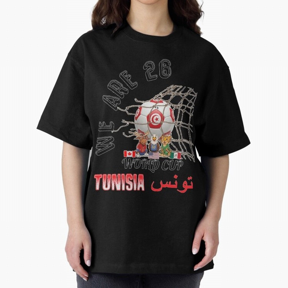 World cup 26 - Tunisia Oversized T-Shirt Enjoy FIFA World Cup 2026 Group Stage Spirit, Filled with Argentina and Brazil, Cristiano Ronaldo, Match Day Excitement, Supporter Culture, Golden Goals and Global Football Passion; Great for Supporters Who