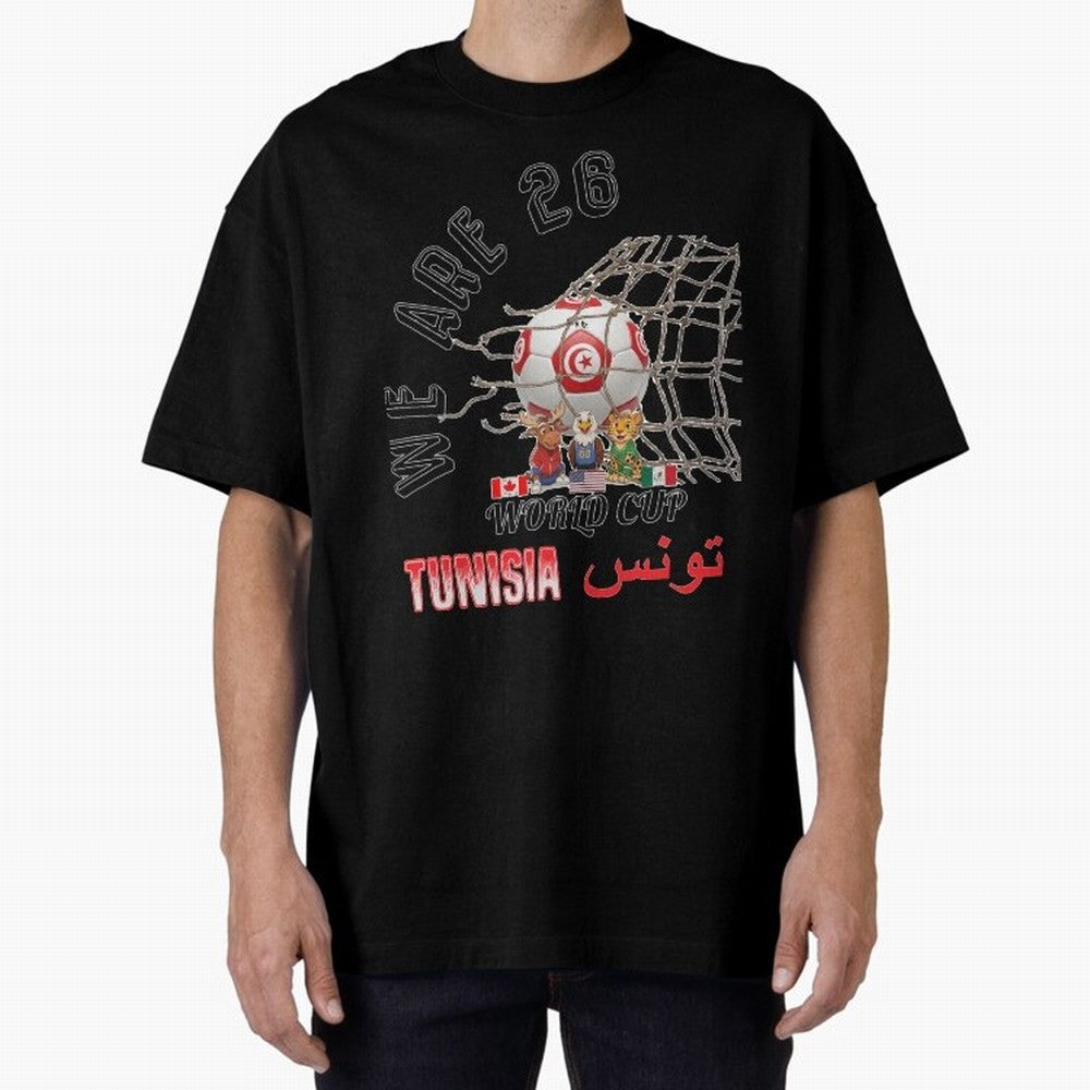 World cup 26 - Tunisia Oversized T-Shirt Enjoy FIFA World Cup 2026 Group Stage Spirit, Filled with Argentina and Brazil, Cristiano Ronaldo, Match Day Excitement, Supporter Culture, Golden Goals and Global Football Passion; Great for Supporters Who