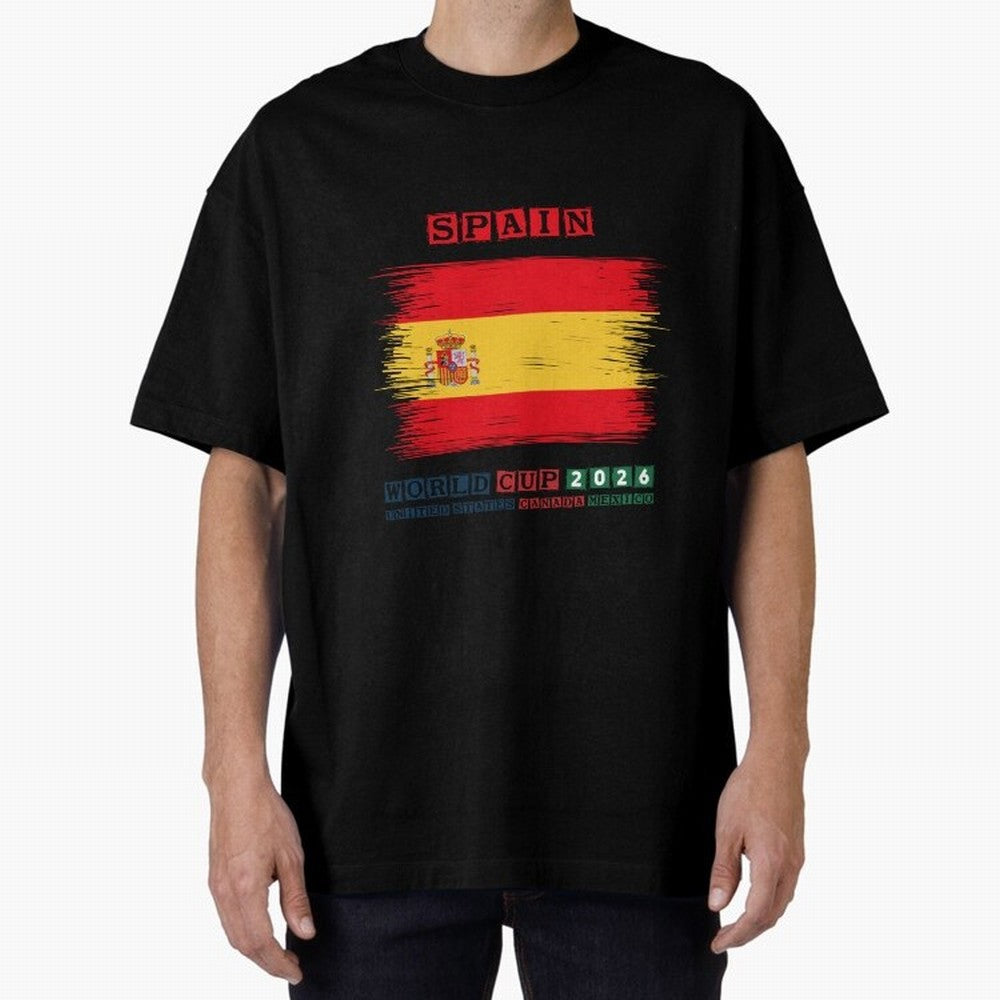 SPAIN WORLD CUP 2026 Oversized T-Shirt Bring Bold Fan Energy to FIFA World Cup 2026 Group Stage for Fans of Messi and France and Portugal, Bringing Football Festival Excitement, Trophy Ambitions, Country Rivalries and Star Player Buzz; Created for