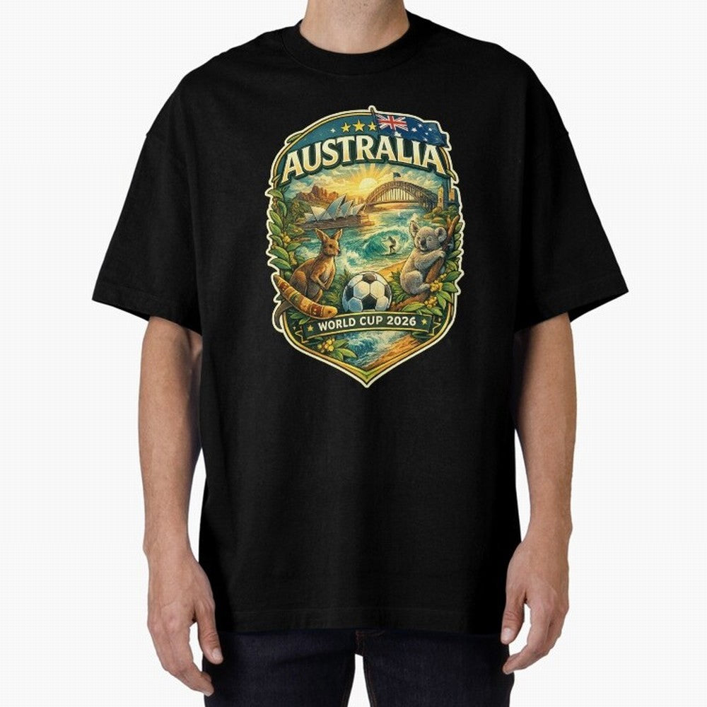 Australia FIFA World Cup 2026 Sydney Opera House Outback Kangaroo Coast Oversized T-Shirt Bring Match Day Fire to Match Day Hype around FIFA World Cup 2026 USA Canada Mexico, CR7 and Messi, Spain, Global Supporter Spirit, Legendary Goals, National