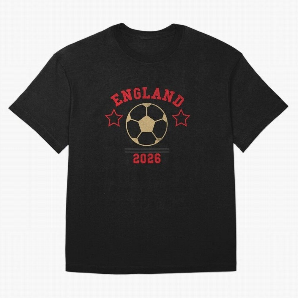 England ¡ª Vintage Soccer Tee Oversized T-Shirt Bring Legendary Rivalry Energy to FIFA World Cup 2026 for Fans of CR7 and Germany, Bringing Vintage Soccer Flavor, Modern Football Stars, National Flags and Final Night Emotion; Ideal for Football