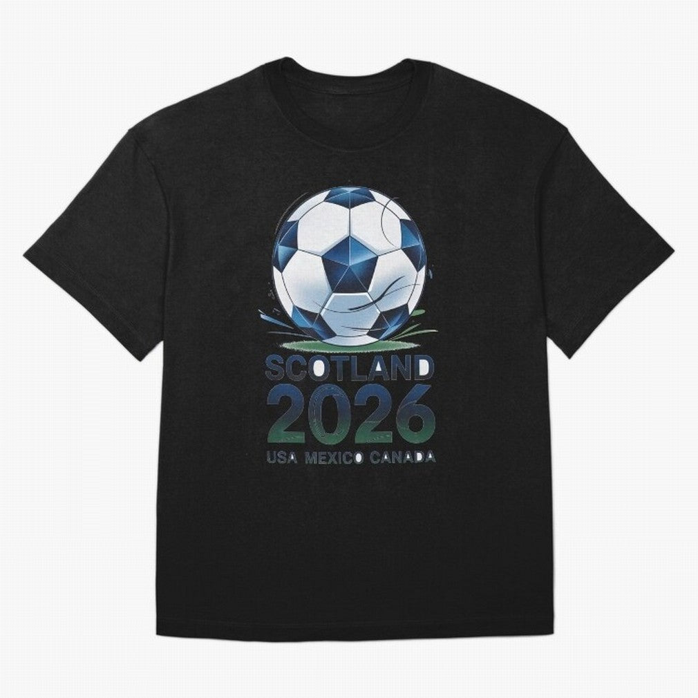 Scotland Soccer Football Design 2026 Oversized T-Shirt Follow Every Goal of the FIFA World Cup 2026 Group Stage Journey through Messi Highlights, France and Portugal Pride, Football Festival Excitement, Trophy Ambitions, Country Rivalries and Star