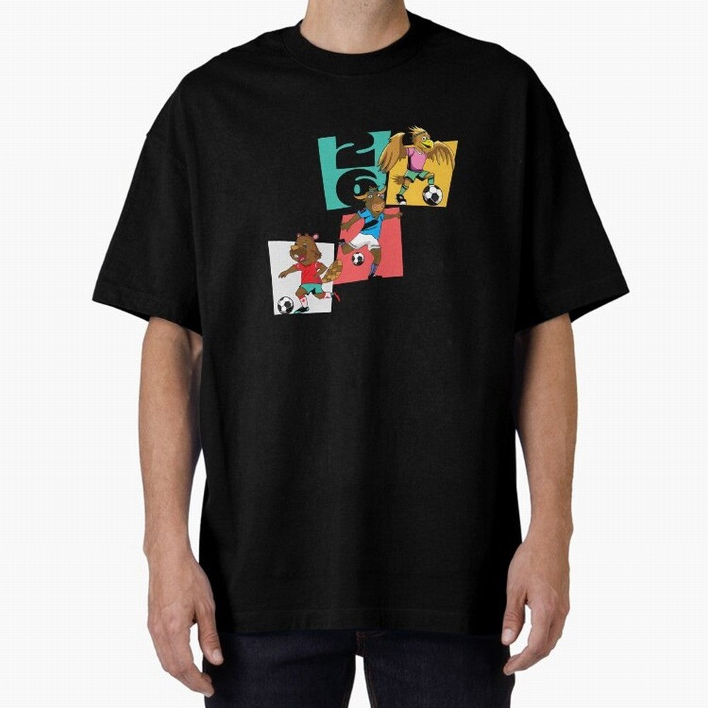 North America Mascots 2 T-Shirt_83568192 Oversized T-Shirt Capture FIFA World Cup 2026 Group Stage Connected to Neymar, Argentina, France and Brazil Energy, Worldwide Fan Energy, Dramatic Goals, Stadium Lights and Championship Celebrations; Ideal