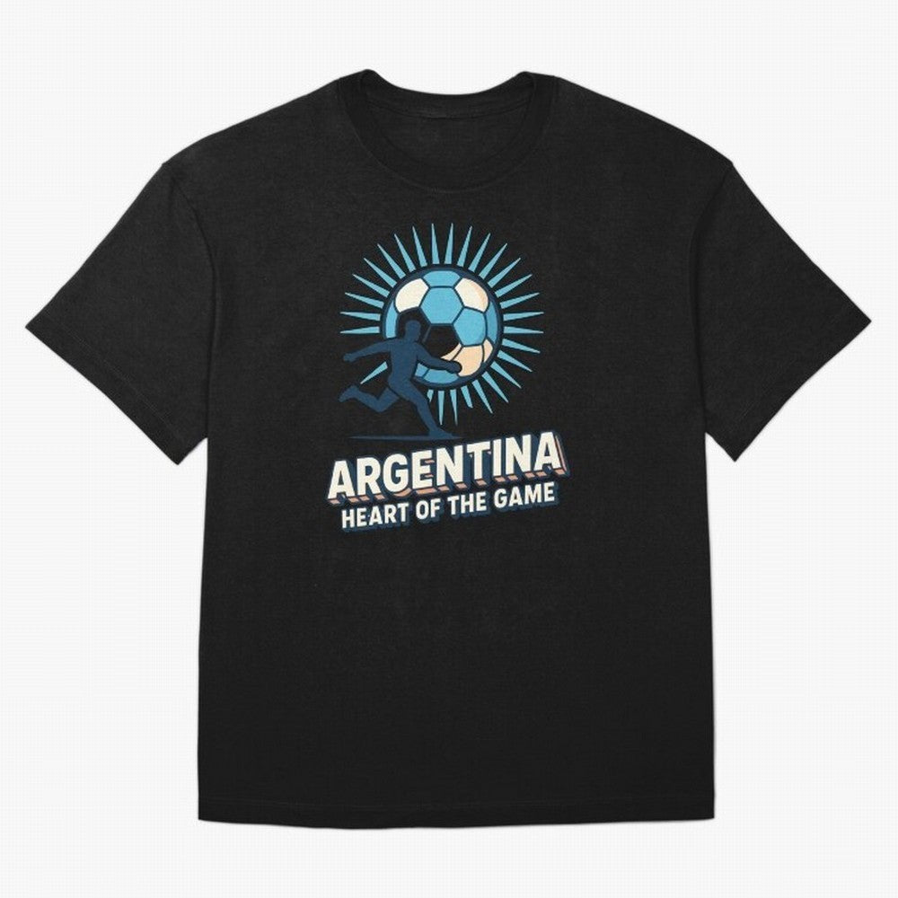 Argentina Heart of the Game ¨C Retro Soccer Fan Design Oversized T-Shirt Share the Excitement of Match Day Hype around FIFA World Cup 2026 USA Canada Mexico, Messi, Germany, Football Festival Excitement, Trophy Ambitions, Country Rivalries and Star