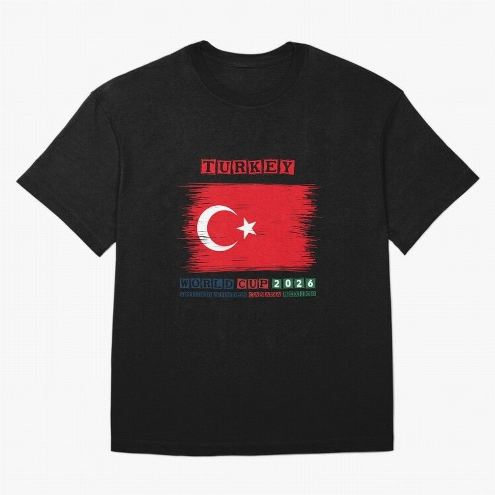 TURKEY WORLD CUP 2026 Oversized T-Shirt Celebrate Fan Culture around Match Day Hype around FIFA World Cup 2026 Group Stage, Messi, Neymar and Mbappe, Spain, Worldwide Fan Energy, Dramatic Goals, Stadium Lights and Championship Celebrations; Made