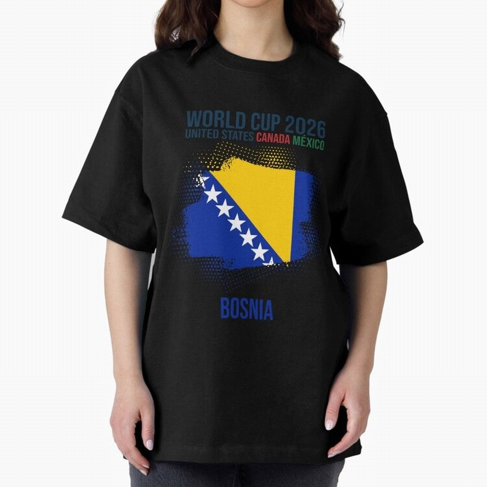 BOSNIA WORLD CUP 2026 Oversized T-Shirt Support Your Favorite Stars during FIFA World Cup 2026 Group Stage for Fans of Messi and Portugal, Bringing Football History, Final Match Energy, Crowd Noise and Once in a Lifetime Moments; Ideal for Fans Who