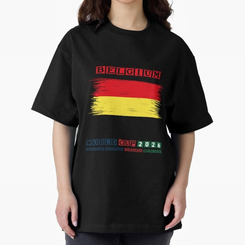 BELGIUM WORLD CUP 2026 Oversized T-Shirt Spotlight Match Day Hype around FIFA World Cup 2026 Group Stage, Messi, Brazil, Retro Football Energy, Iconic Rivalries, Trophy Chase Drama and Stadium Atmosphere; Built for Supporters Chasing Trophy Dreams,